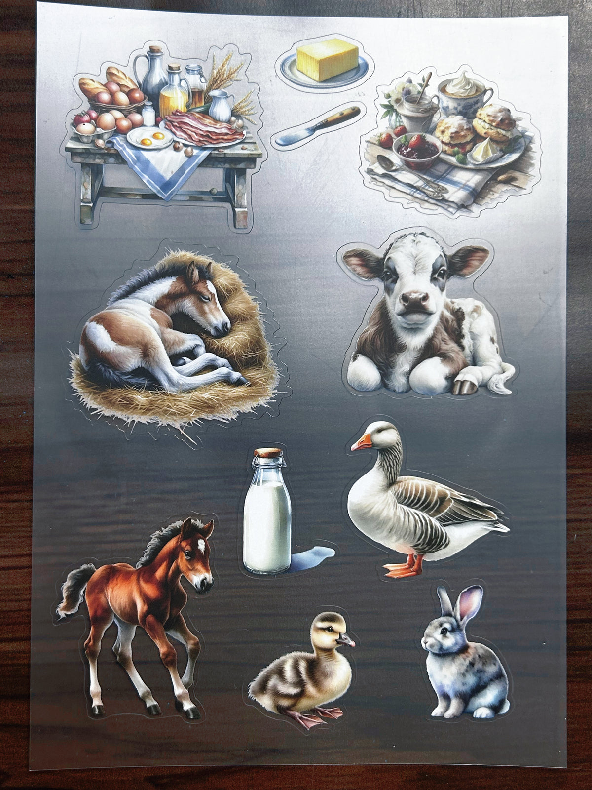 S-199 Farm Animal  sticker pet precut A5 size 3 pieces