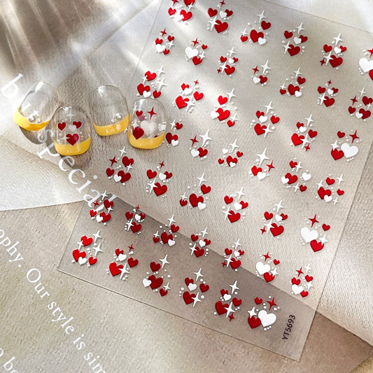 mini-9 Embossed Heart Four-Pointed Star Stickers