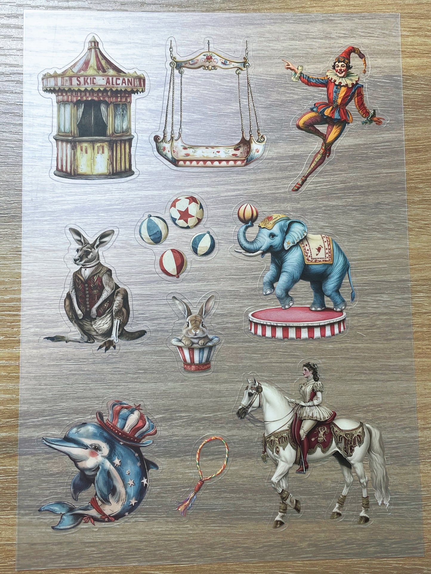S104 Vintage Circus Ballad  sticker pet precut A5 size 5 pieces
