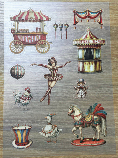 S104 Vintage Circus Ballad  sticker pet precut A5 size 5 pieces