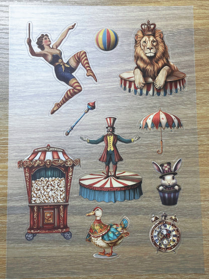 S104 Vintage Circus Ballad  sticker pet precut A5 size 5 pieces