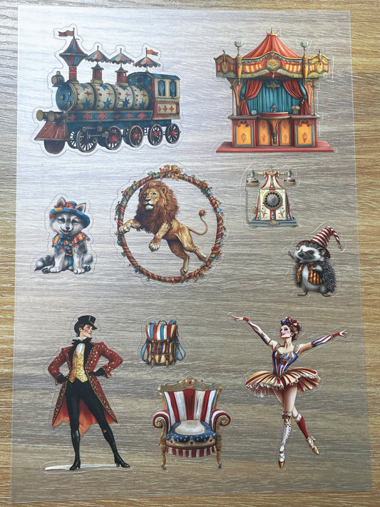 S104 Vintage Circus Ballad  sticker pet precut A5 size 5 pieces