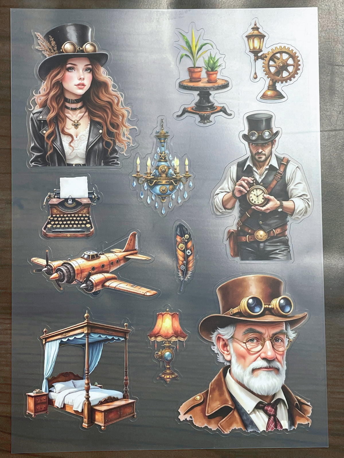 S-140 Steampunk Vintage Collection  sticker pet precut A5 size 6 pieces