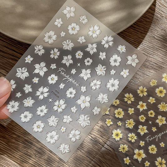 mini-5 Embossed Gold Foil Plumeria Stickers