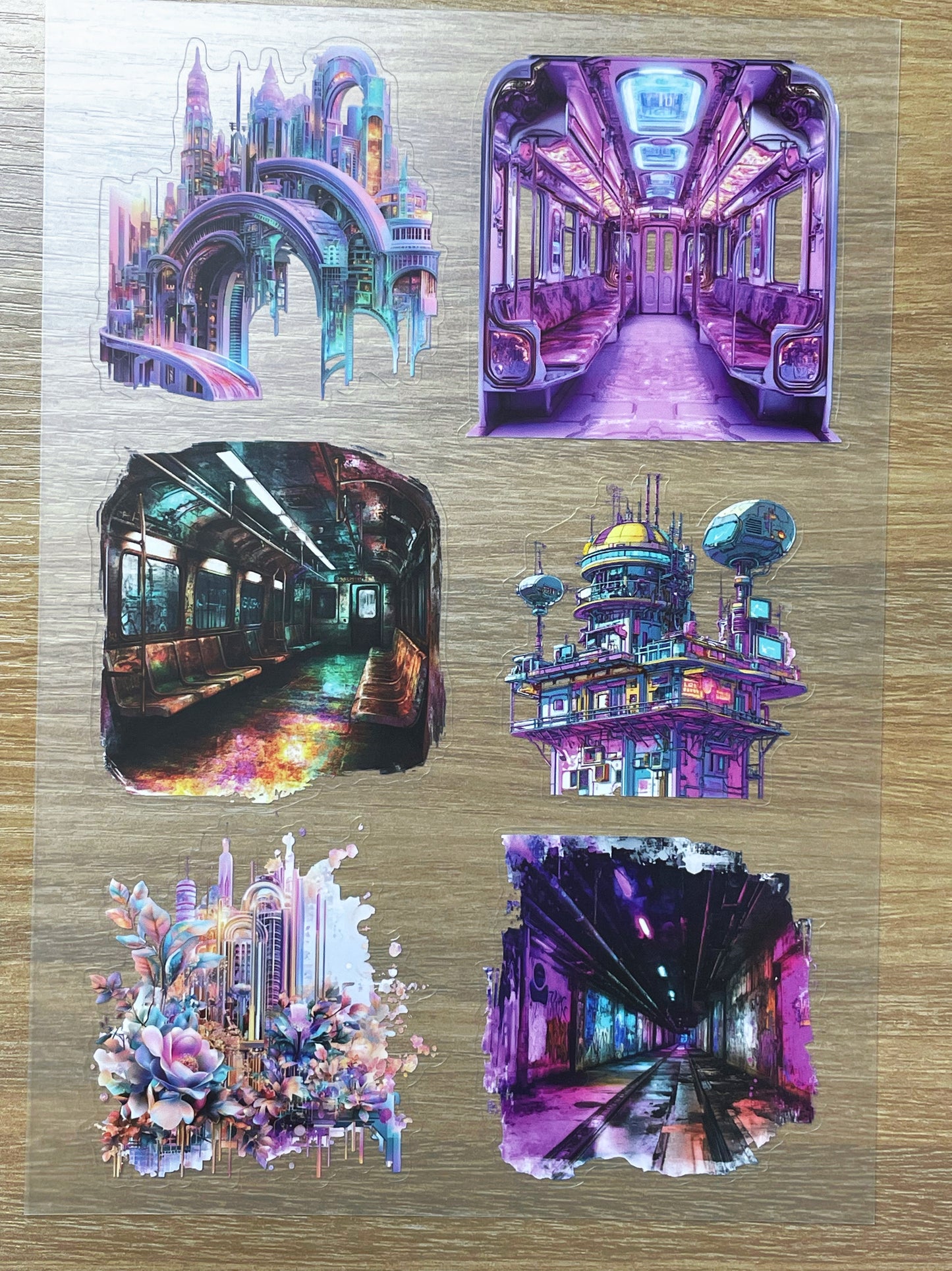 S69 Cyber Neon  sticker pet precut A5 size 6 pieces