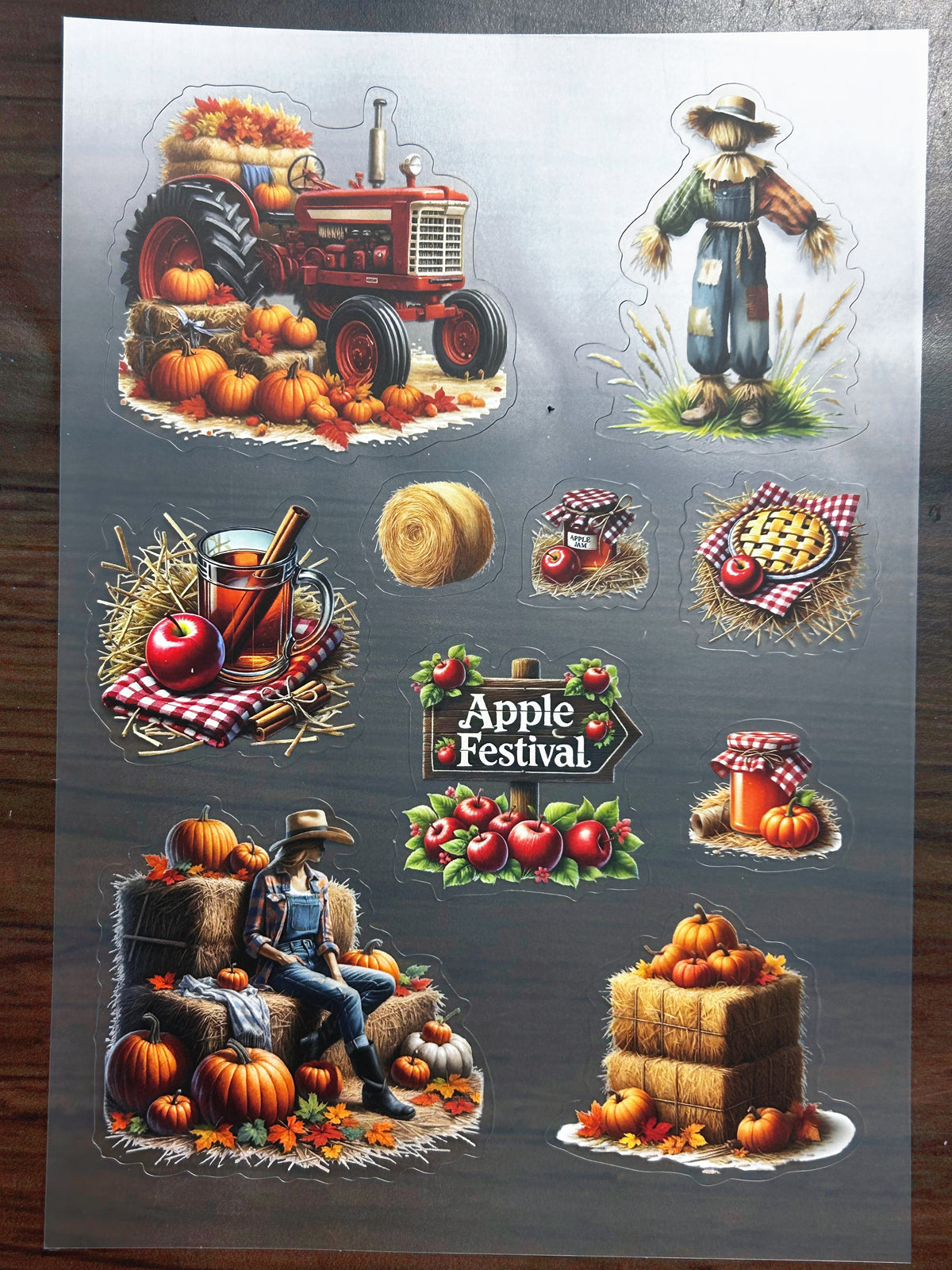 S-175 Autumn Farm sticker pet precut A5 size 2 pieces