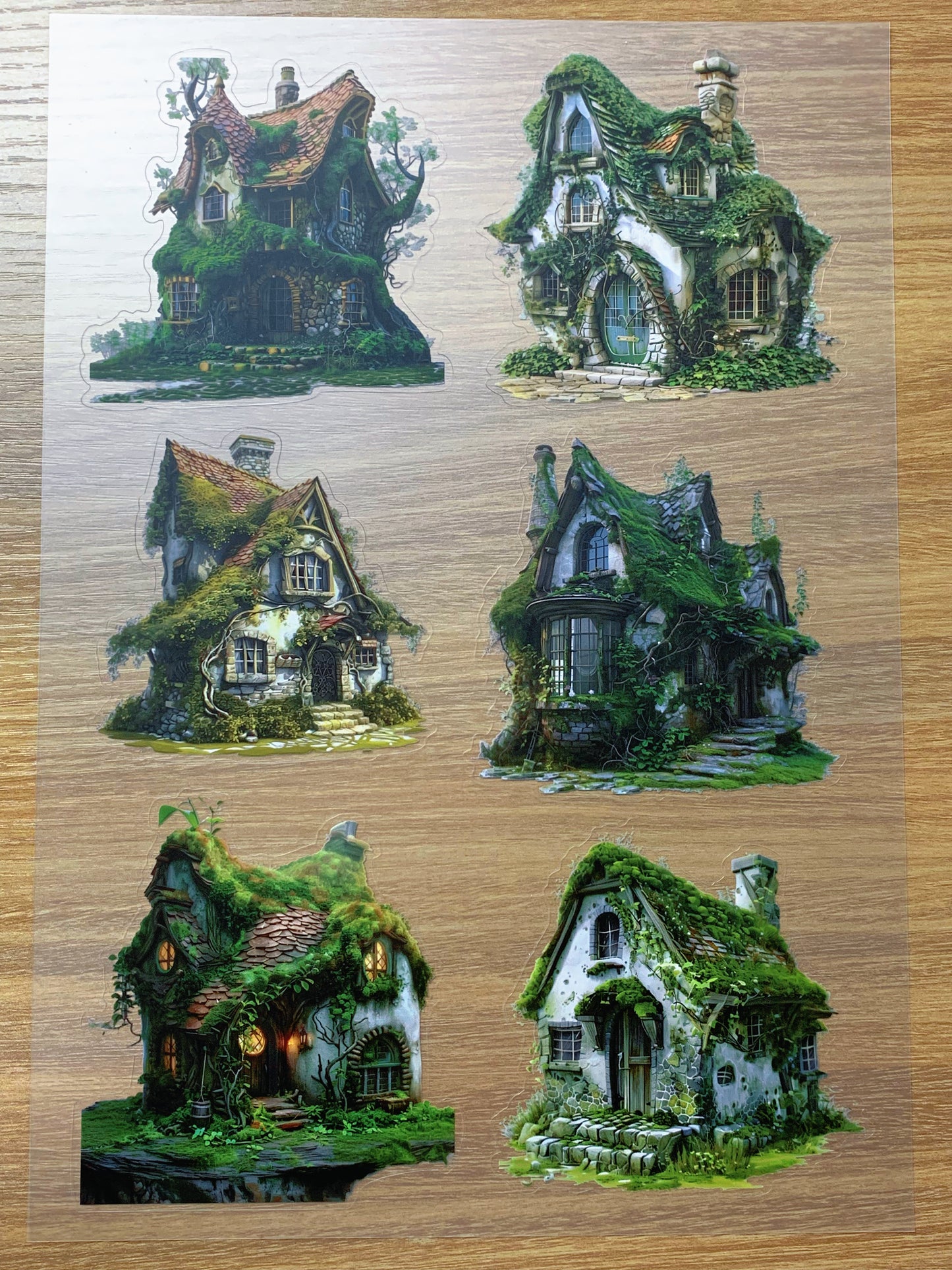 S86 Moss Secret Cottage  sticker pet precut A4 size 3 pieces