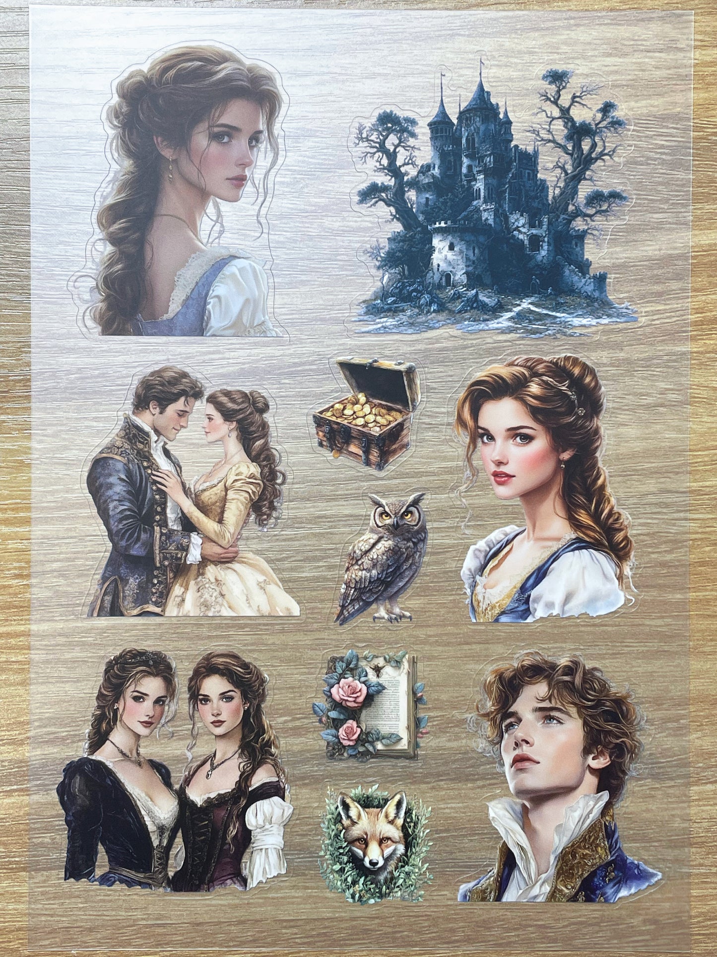 S122 Beauty and the Beast sticker pet precut A5 size 7 pieces