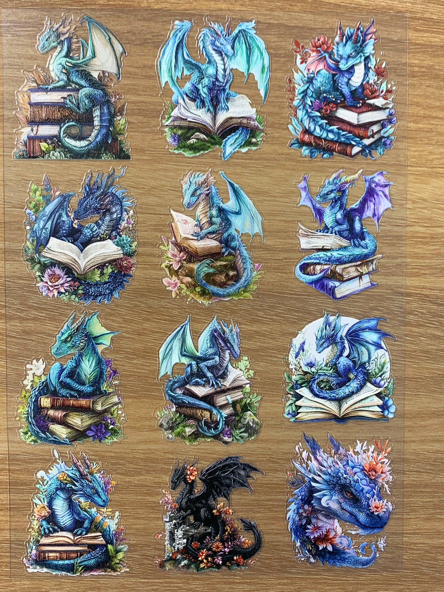 E-89 Scholarly Magic Dragon 3D Embossed sticker 1 piece