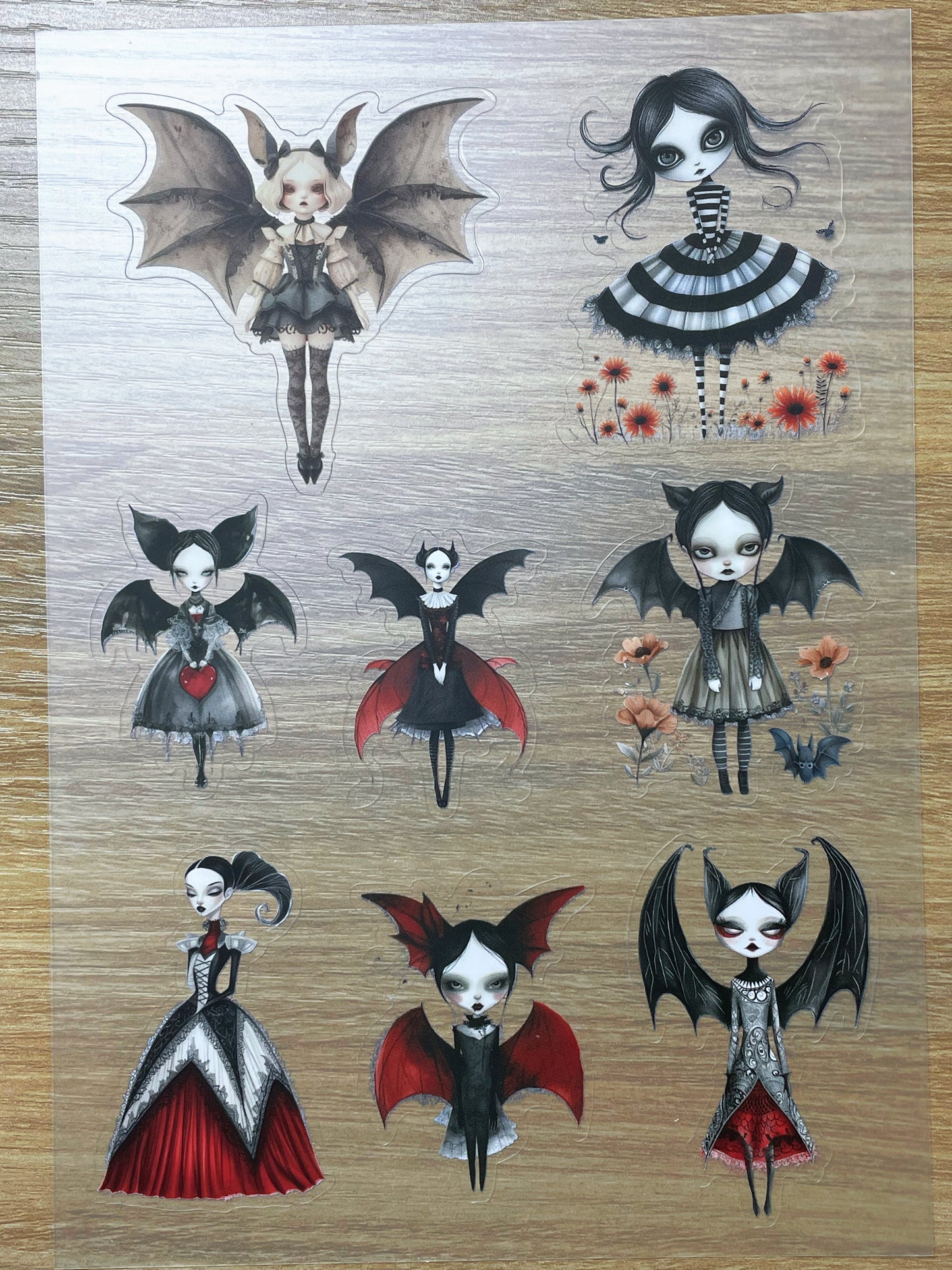 S54 Gothic Fantasy Girl  sticker pet precut A5 size 3 pieces