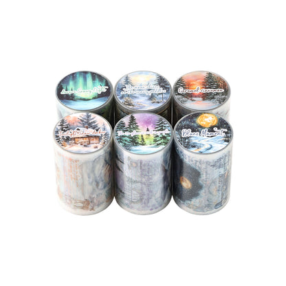 S-42 Dark Phantom Cloud Snow Series Sticker Tape Winter Theme Landscaping 6Style