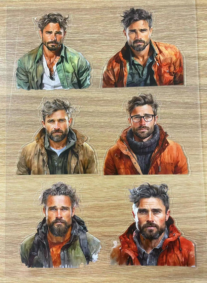 S14 Masculine beard men sticker pet precut A5 size 3 pieces