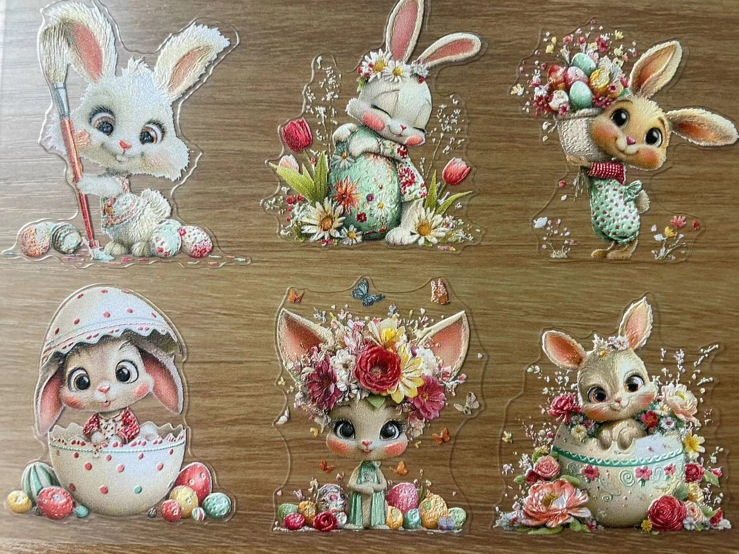 E-39 Easter bunny 3Dembossed sticker one piece