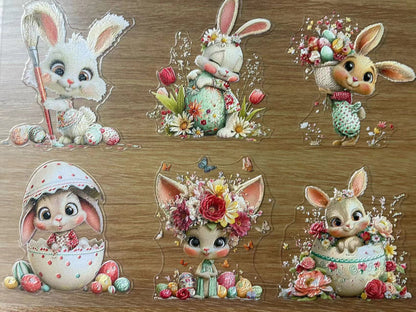 E-39 Easter bunny 3Dembossed sticker one piece
