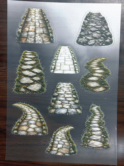 S-176 Stone Path sticker pet precut A5 size 3 pieces