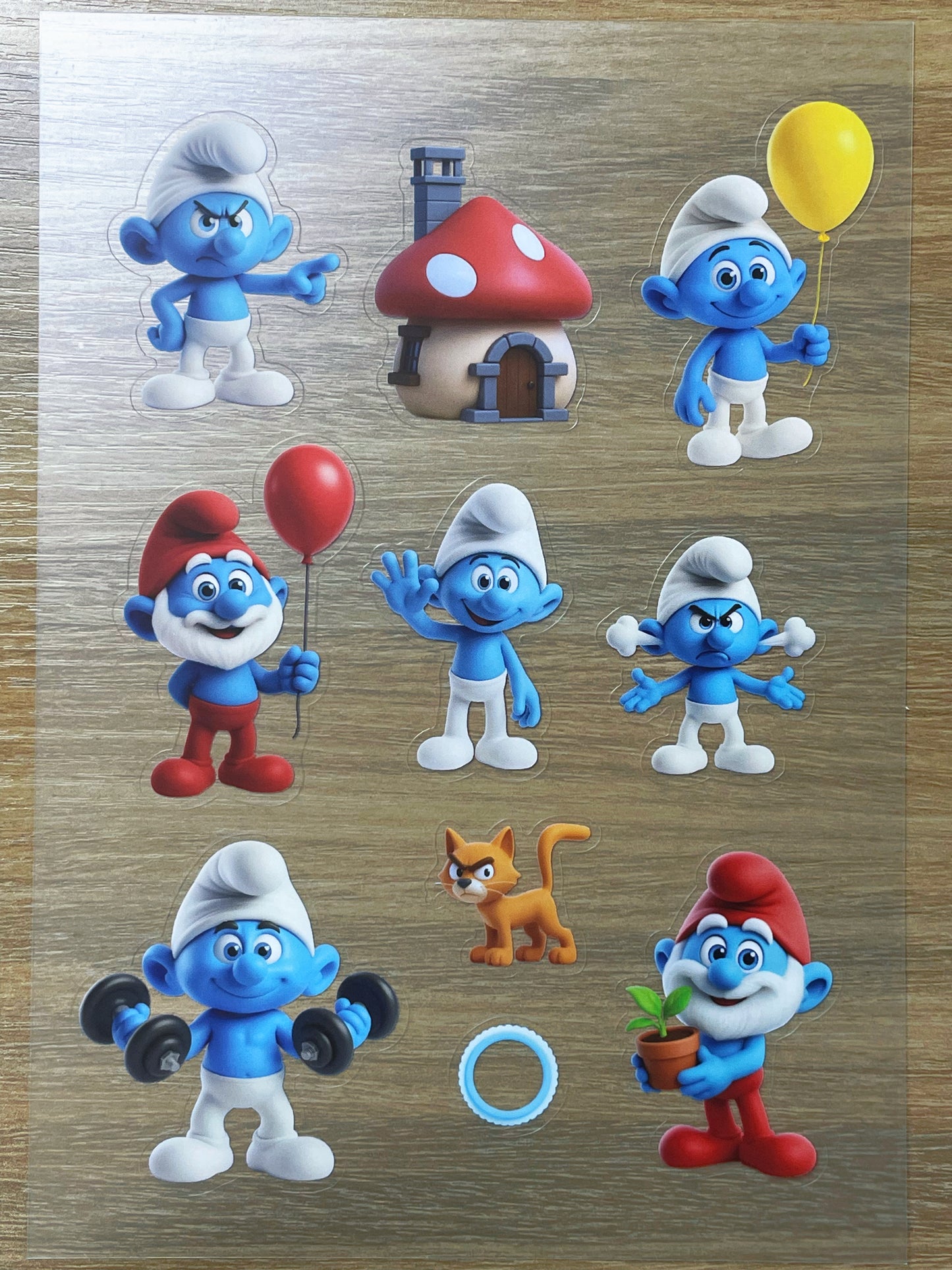 S70 The Smurfs  sticker pet precut A5 size 3 pieces