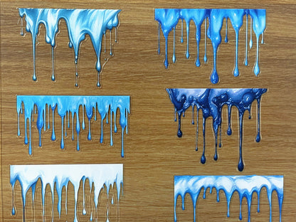 E-93 Ice Melt Drip 3D Embossed sticker 1 piece
