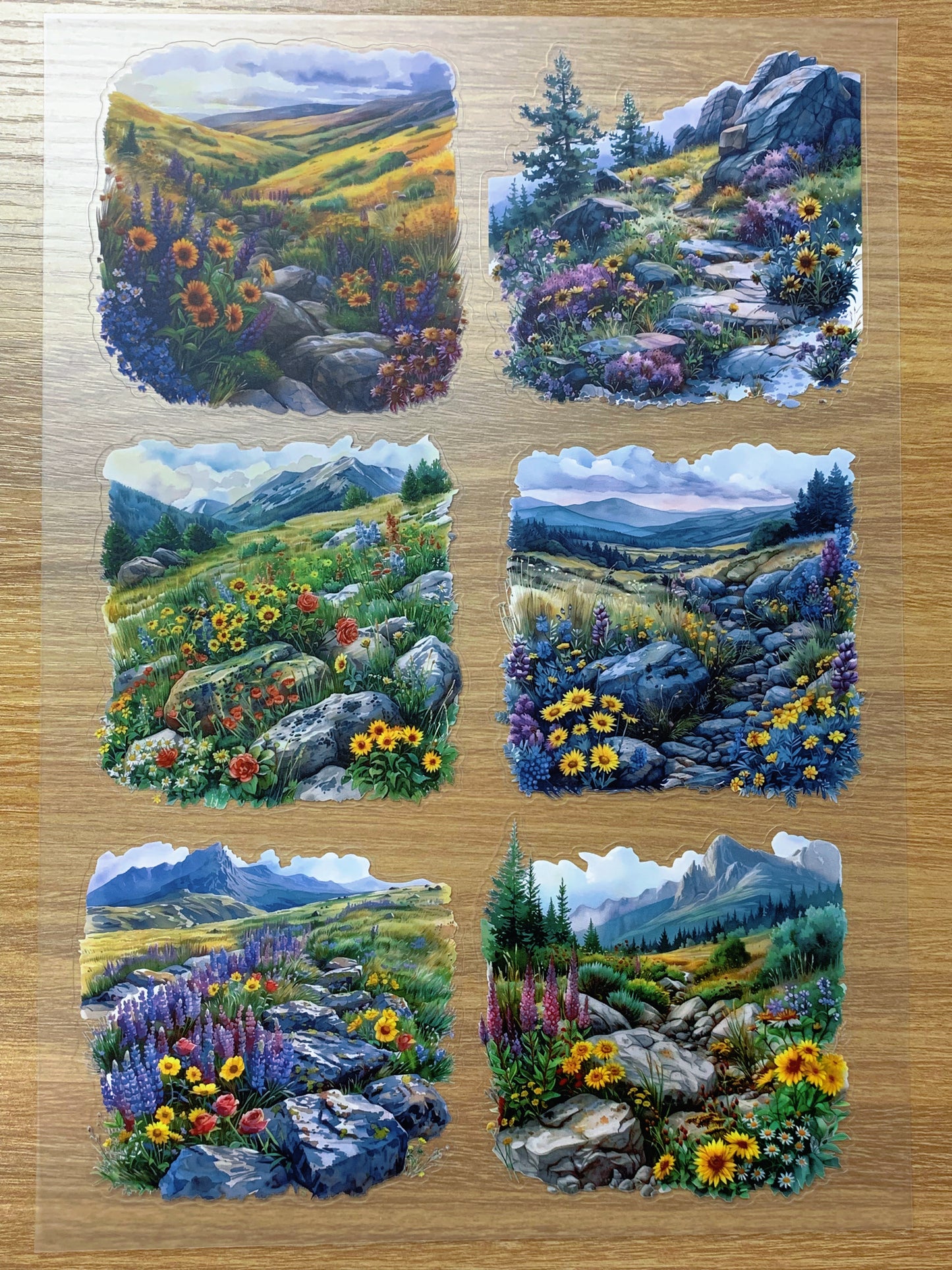 S87 Mountain Meadow Blooms sticker pet precut A4 size 3 pieces