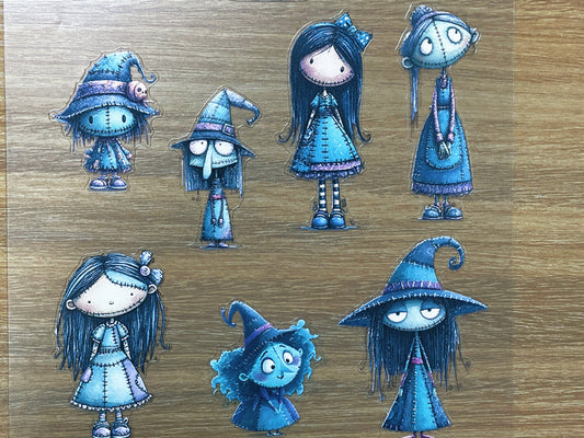 E-144 Blue Stitch Witch 3D Embossed sticker 1 piece