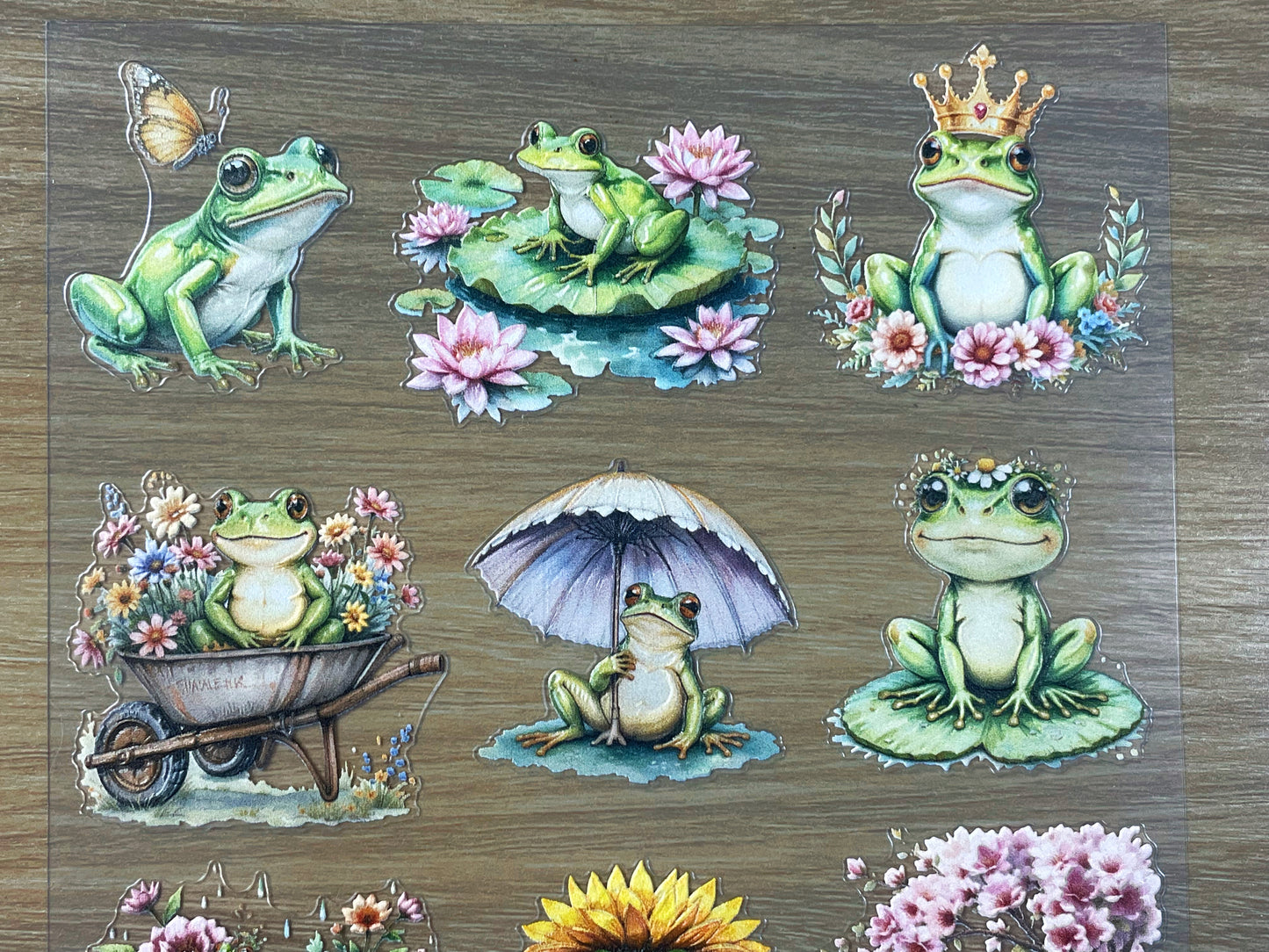 E-90 Floral Garden Frog 3D Embossed sticker 1 piece