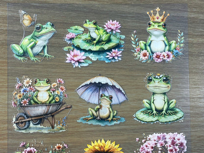 E-90 Floral Garden Frog 3D Embossed sticker 1 piece