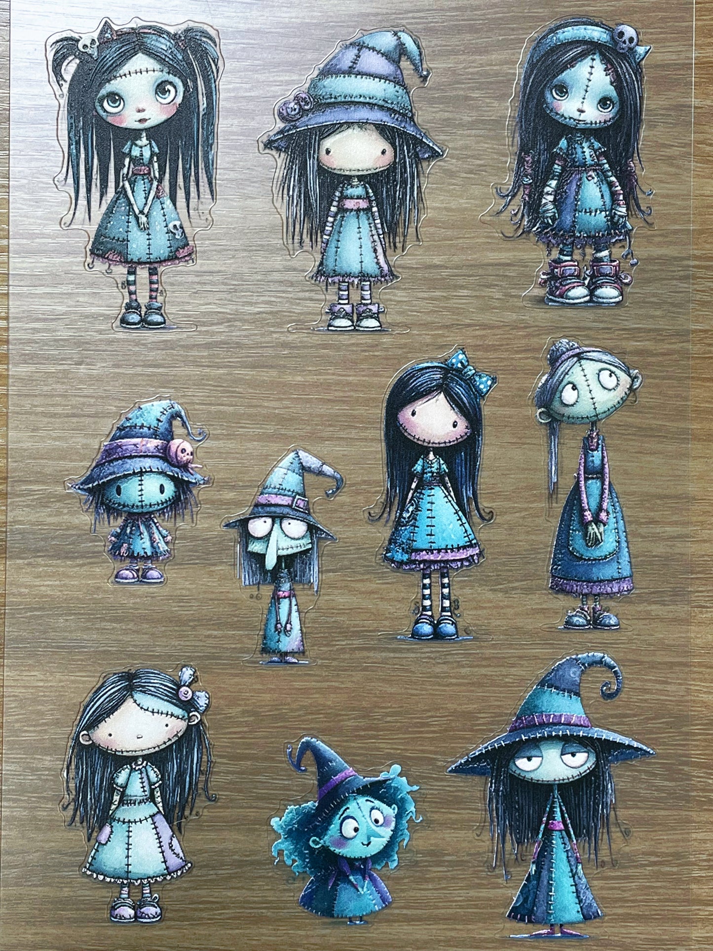 E-144 Blue Stitch Witch 3D Embossed sticker 1 piece