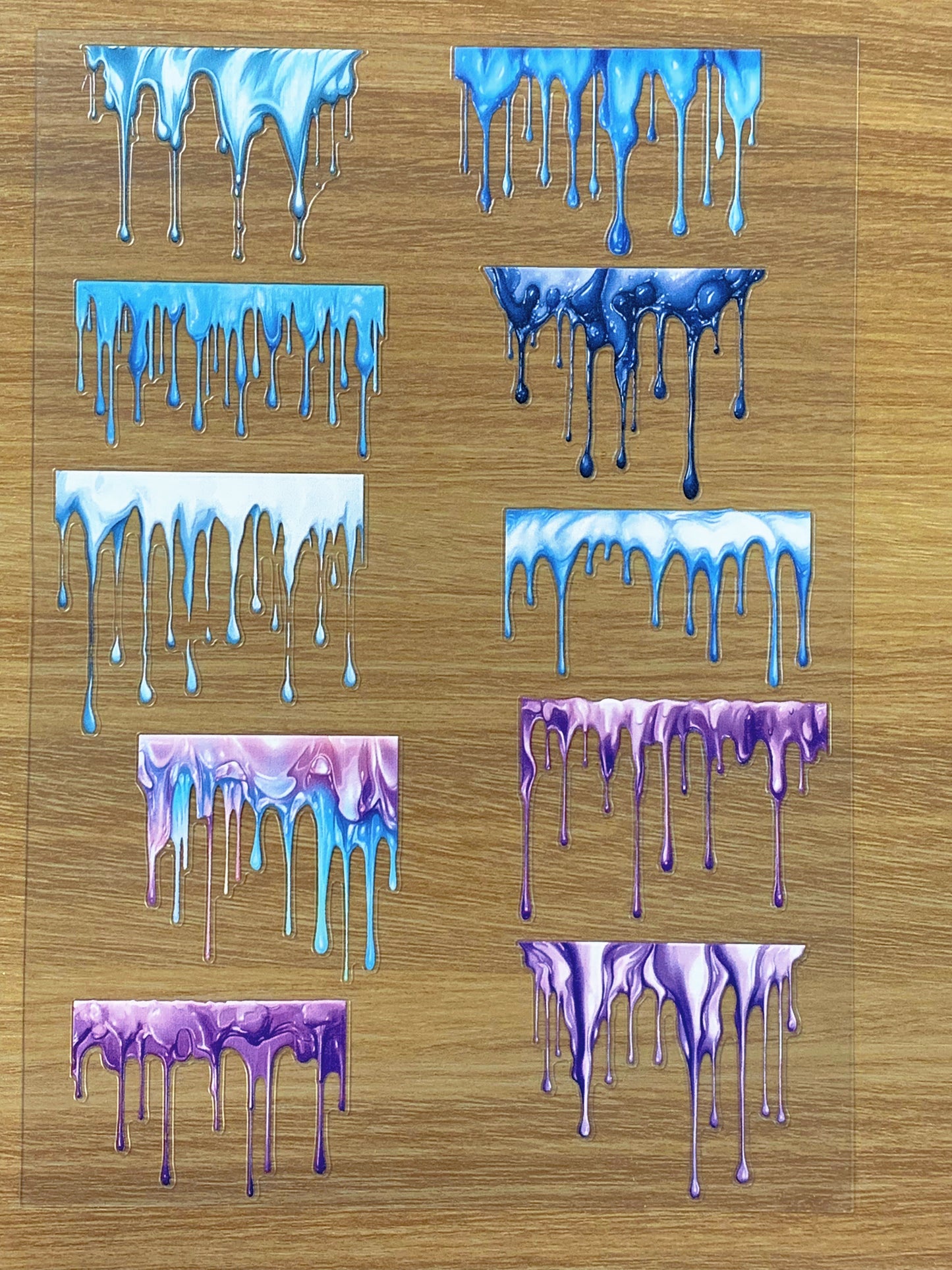 E-93 Ice Melt Drip 3D Embossed sticker 1 piece