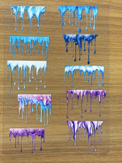E-93 Ice Melt Drip 3D Embossed sticker 1 piece
