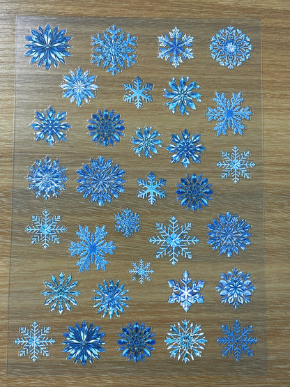 E-76 Blue Snowfall Shelters 3D Embossed sticker 1 piece