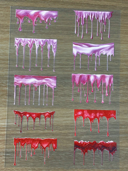 E-65 Pink Mist Melting 3D Embossed sticker 1 piece