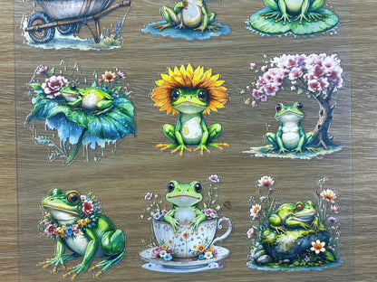 E-90 Floral Garden Frog 3D Embossed sticker 1 piece