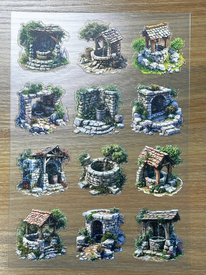 E-103 Forest Old Spring 3D Embossed sticker 1 piece