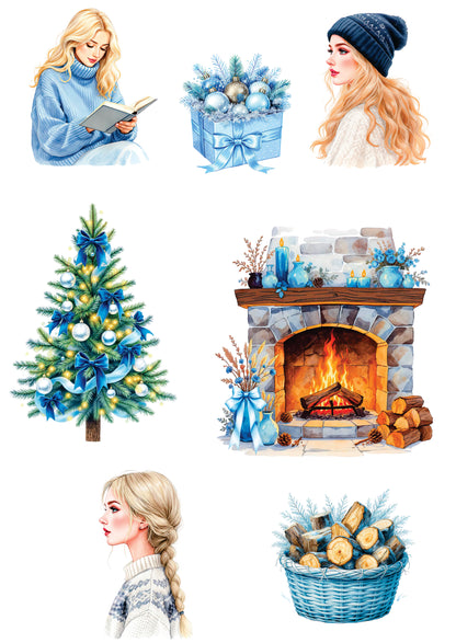 Sticker Book-1  Merry Christmas 20 pieces (10 pet precut, 10 washi),A5 size