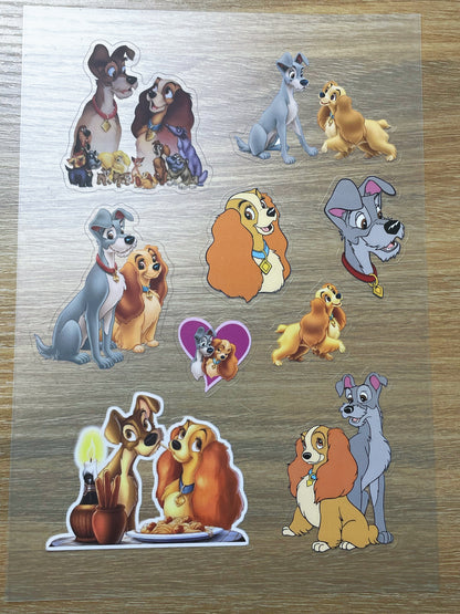 S103 Lady and Tramp sticker pet precut A5 size 3 pieces