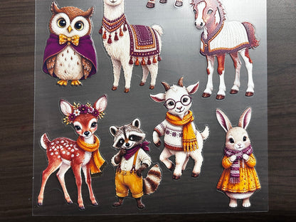 E-210 Cozy Sweater Zoo Animals 3D Embossed  sticker A5 size  1 piece