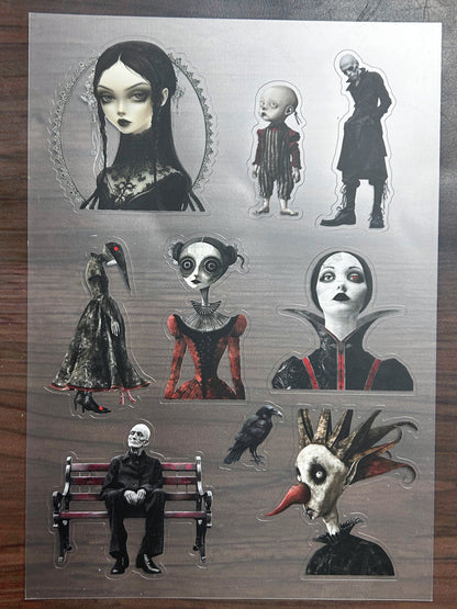 S-183 Gothic Horror Doll sticker pet precut A5 size 5 pieces
