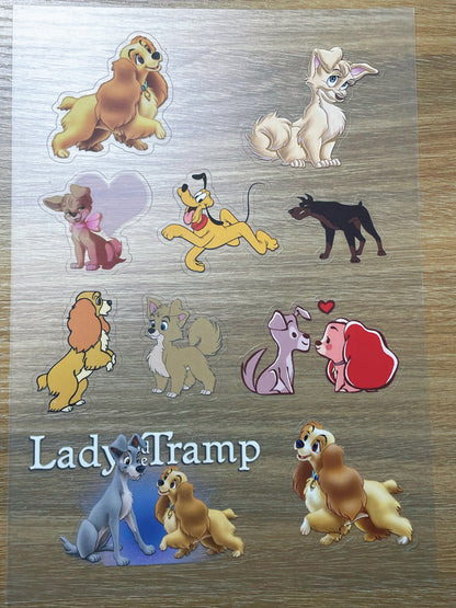S103 Lady and Tramp sticker pet precut A5 size 3 pieces