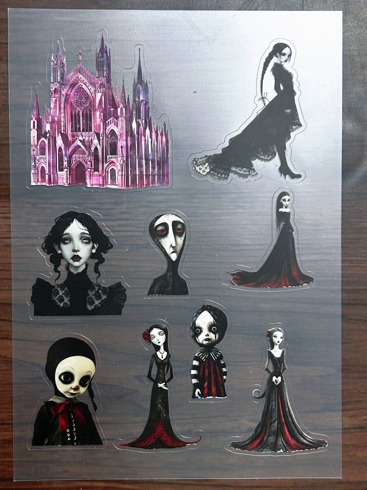 S-183 Gothic Horror Doll sticker pet precut A5 size 5 pieces