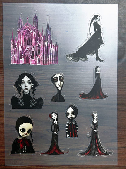 S-183 Gothic Horror Doll sticker pet precut A5 size 5 pieces