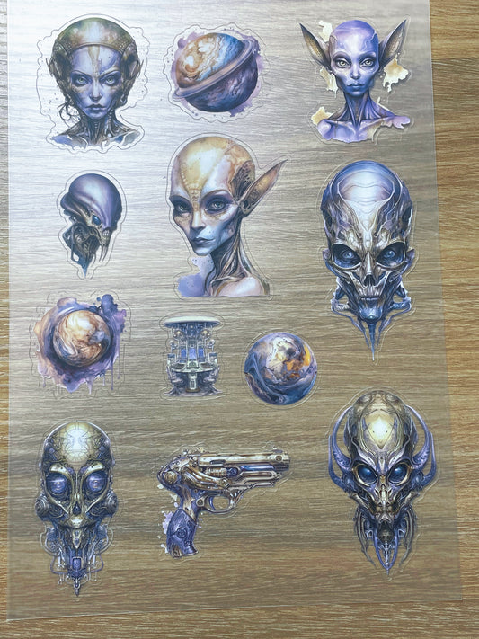 S102 Deep Alien Chronicele  sticker pet precut A5 size 2 pieces
