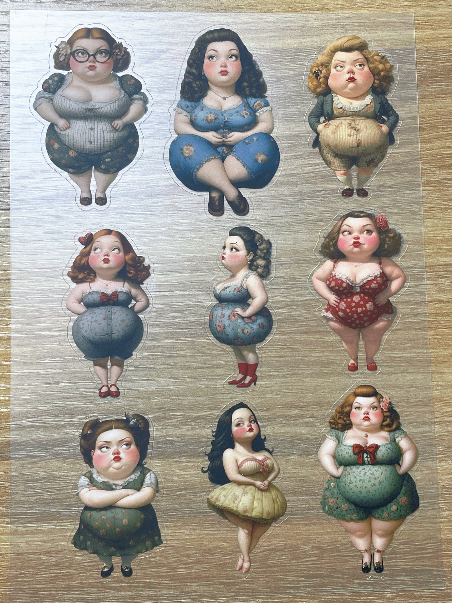 S101 Retro Sweet Gril Journal sticker pet precut A5 size 5 pieces