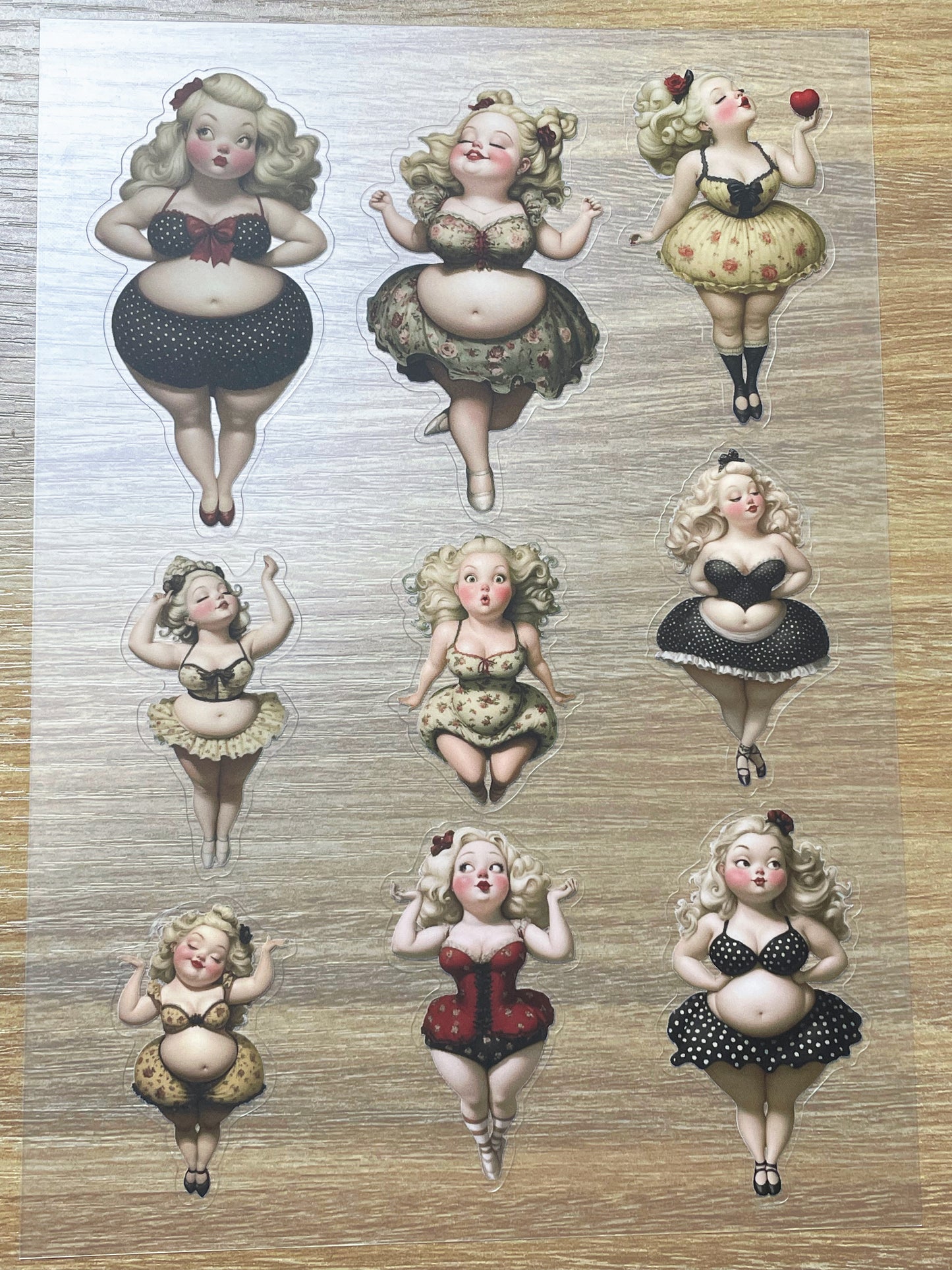 S101 Retro Sweet Gril Journal sticker pet precut A5 size 5 pieces
