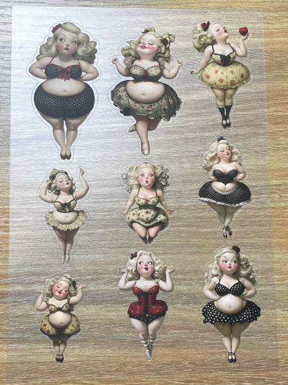S101 Retro Sweet Gril Journal sticker pet precut A5 size 5 pieces