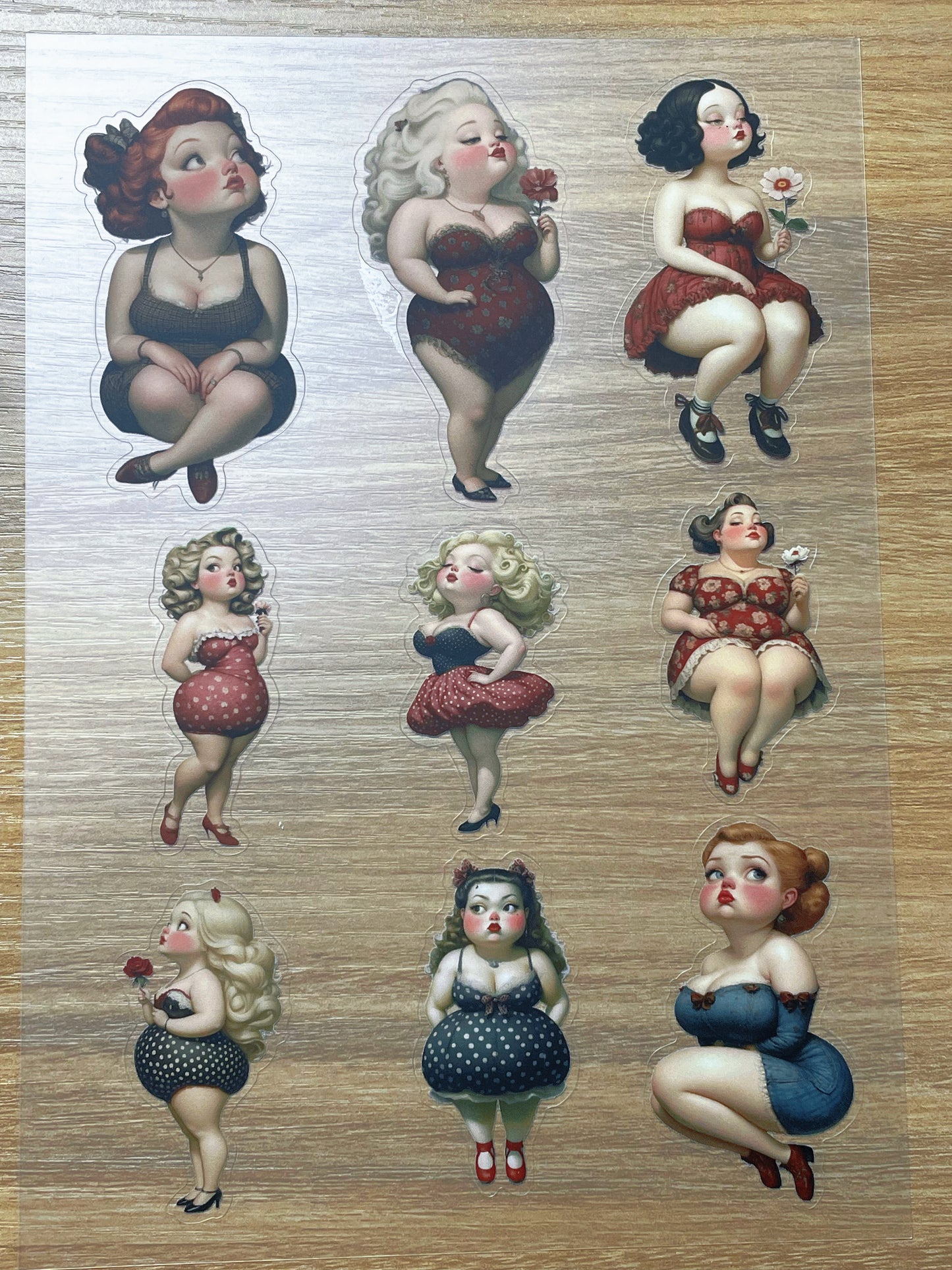 S101 Retro Sweet Gril Journal sticker pet precut A5 size 5 pieces