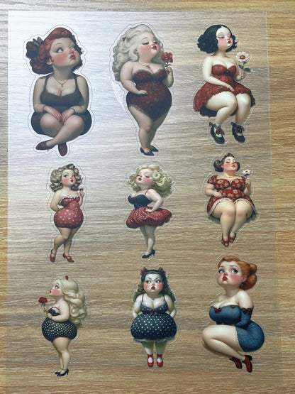 S101 Retro Sweet Gril Journal sticker pet precut A5 size 5 pieces
