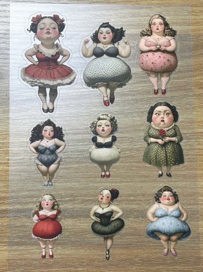 S101 Retro Sweet Gril Journal sticker pet precut A5 size 5 pieces