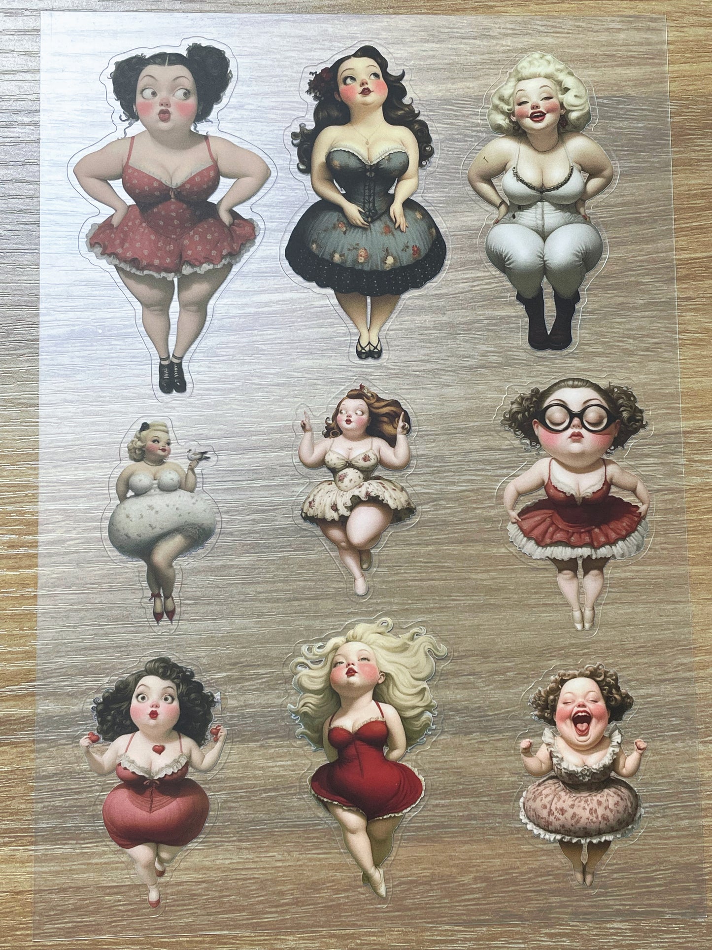 S101 Retro Sweet Gril Journal sticker pet precut A5 size 5 pieces