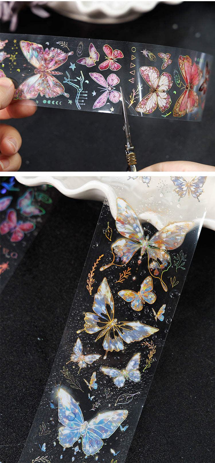 S-28 Ancient Forest PET Adhesive Tape Ice Crystal Butterfly Series 4Style