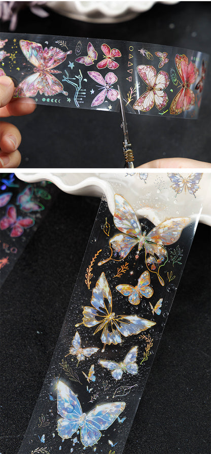 S-28 Ancient Forest PET Adhesive Tape Ice Crystal Butterfly Series 4Style