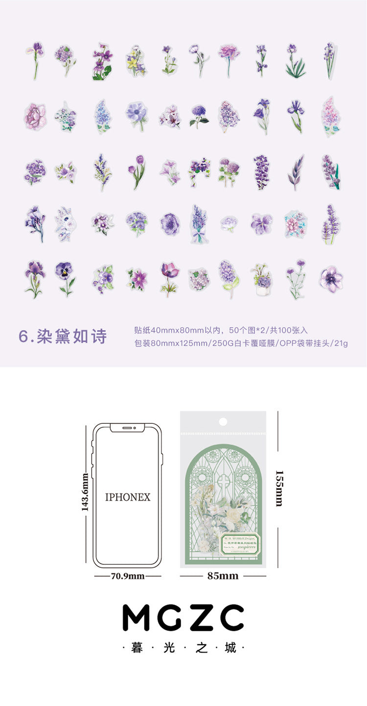 S-10 PET Stickers Flower Season Series Plant and Flower 6 Options